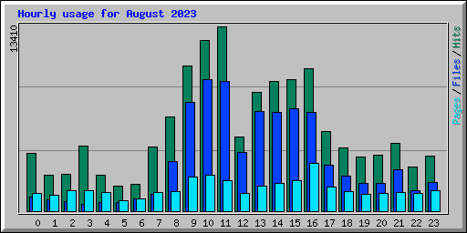 Hourly usage for August 2023