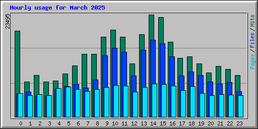 Hourly usage for March 2025